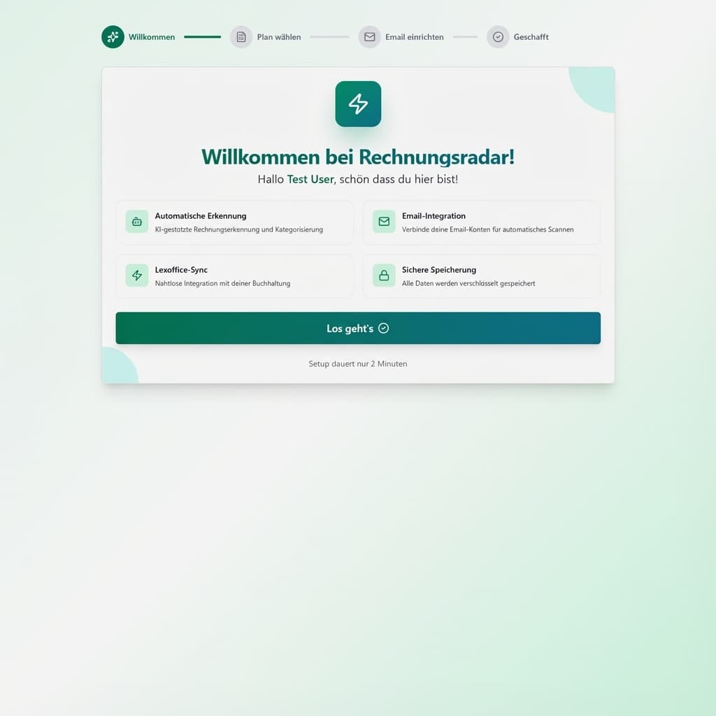 Willkommen bei Rechnungsradar - Plan auswählen