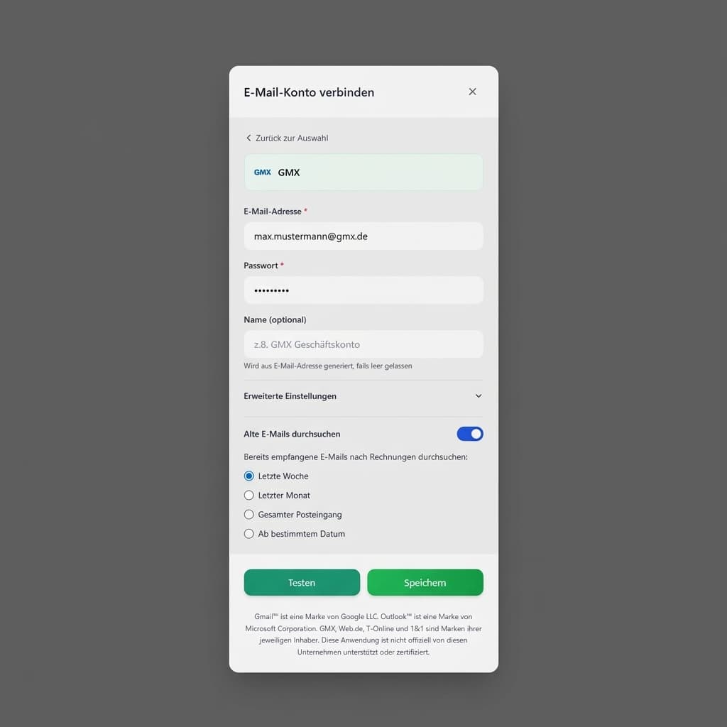 Einstellung für rückwirkenden Scan