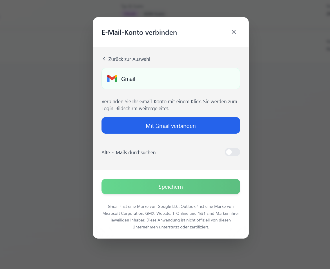 Gmail mit Rechnungsradar verbinden